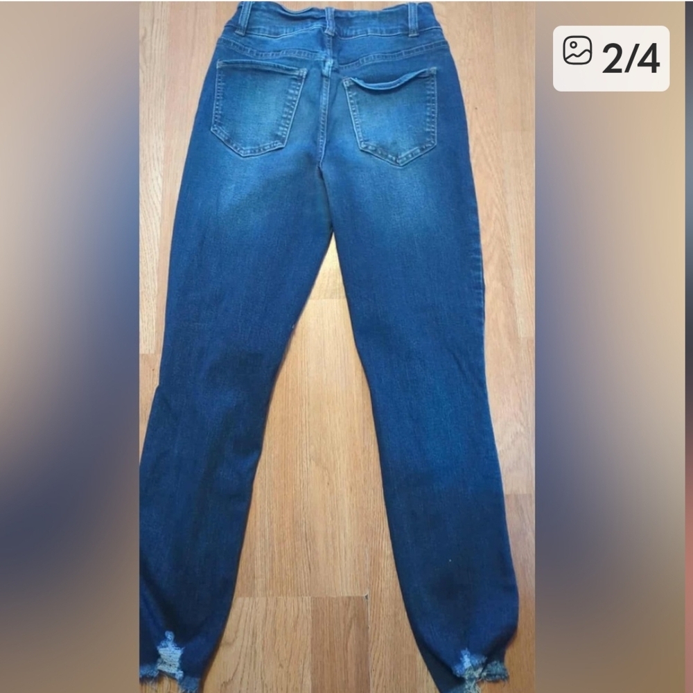 YMI Deep Blue Ripped Skinny Jeans - Picture 2 of 3